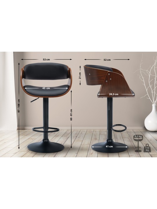 Tabouret de bar Portmore simili cuir, noyer/noir Tabouret de bar Portmore simili cuir, noyer/noir