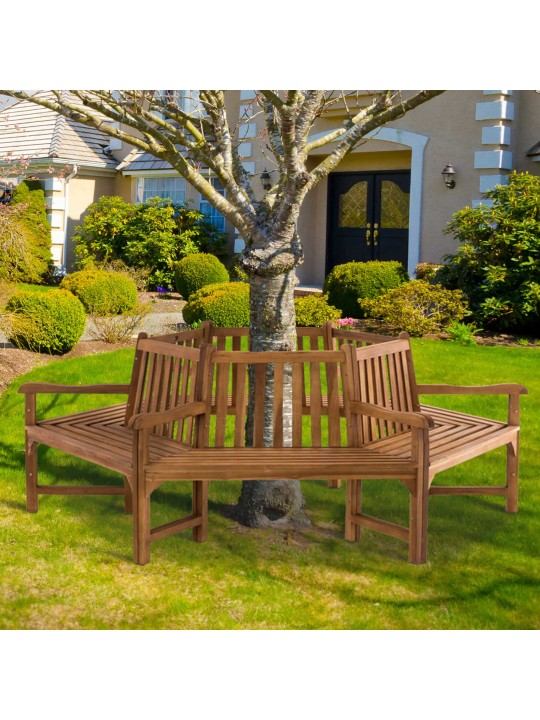 Banc arbre Sonja avec accoudoirs 250 cm, teck