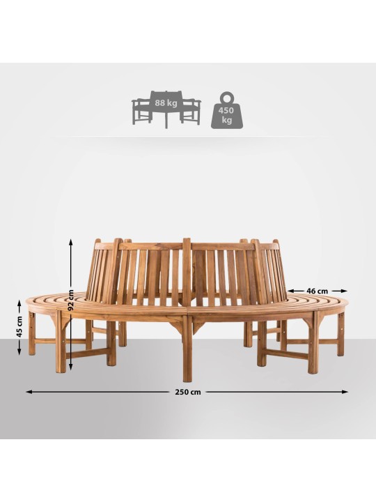 Banc d'arbre Novum environ 250 cm, teck
