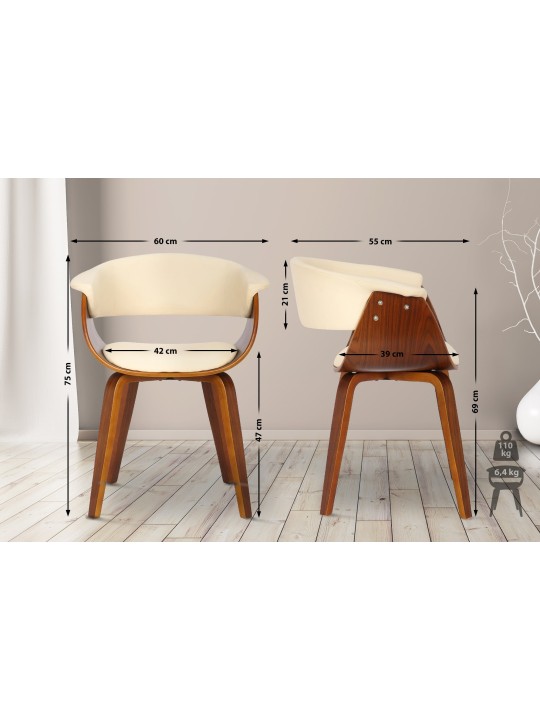 Lot de 2 chaises Bruce simili cuir noyer, crème Lot de 2 chaises Bruce simili cuir noyer, crème