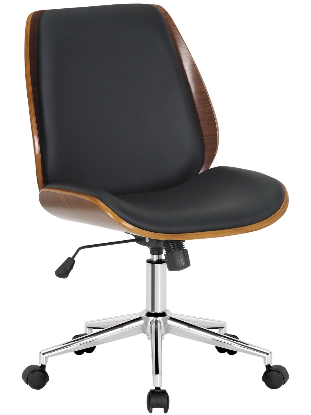 Chaise de bureau Mitch chrome, noyer/noir