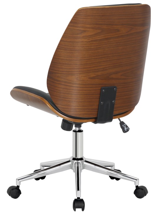 Chaise de bureau Mitch chrome, noyer/noir Chaise de bureau Mitch chrome, noyer/noir