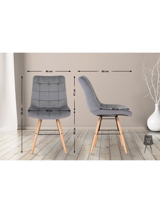 Chaise Leni velours, gris