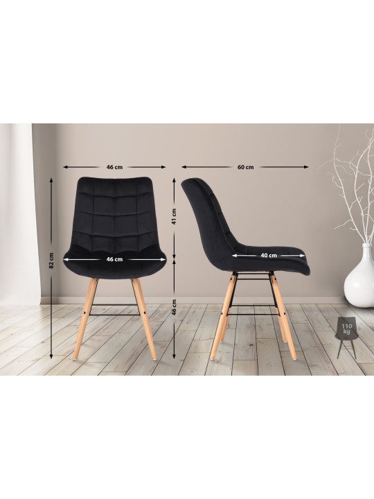 Chaise Leni velours, noir