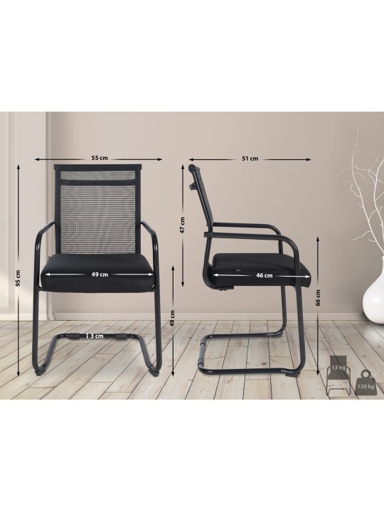 Chaise visiteur Denny, noir