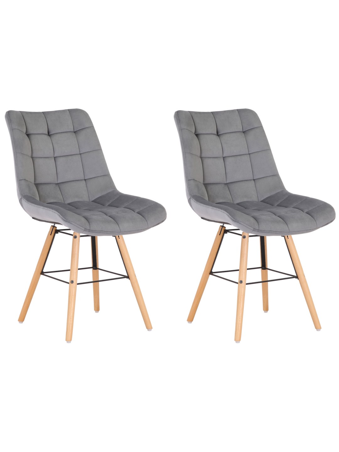Lot de 2 chaises Leni velours, gris
