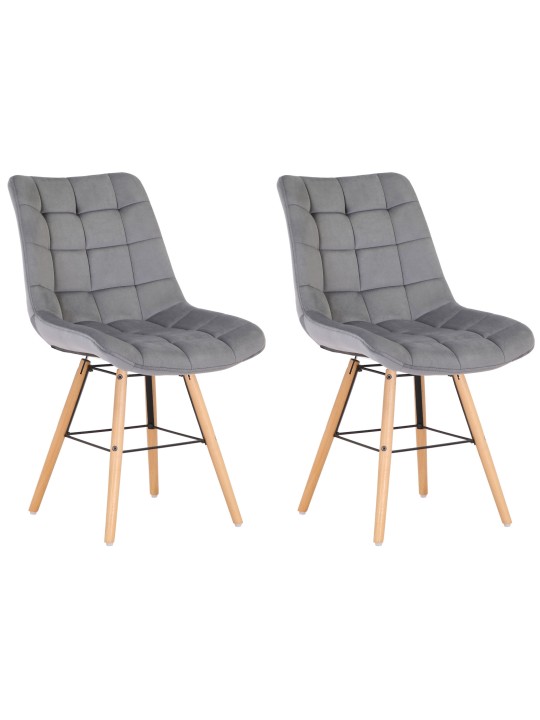 Lot de 2 chaises Leni velours, gris