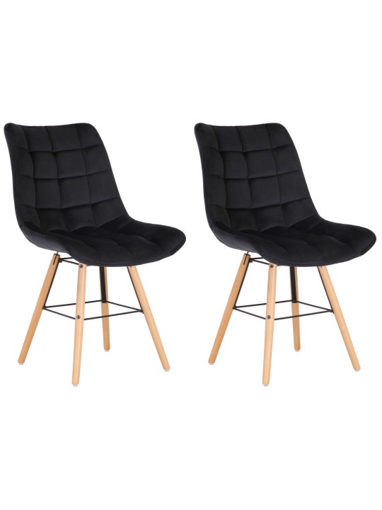 Lot de 2 chaises Leni velours, noir