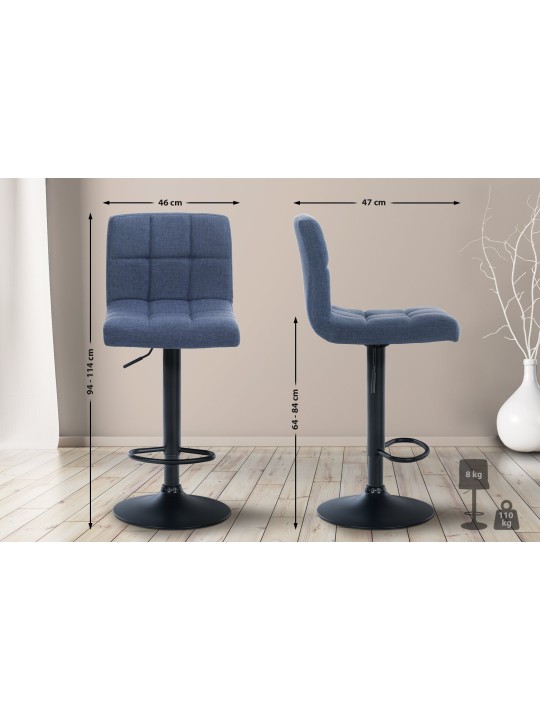 Tabouret de bar Calma tissu, bleu