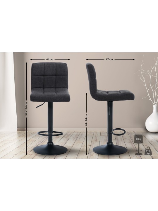 Tabouret de bar Calma tissu, gris foncé