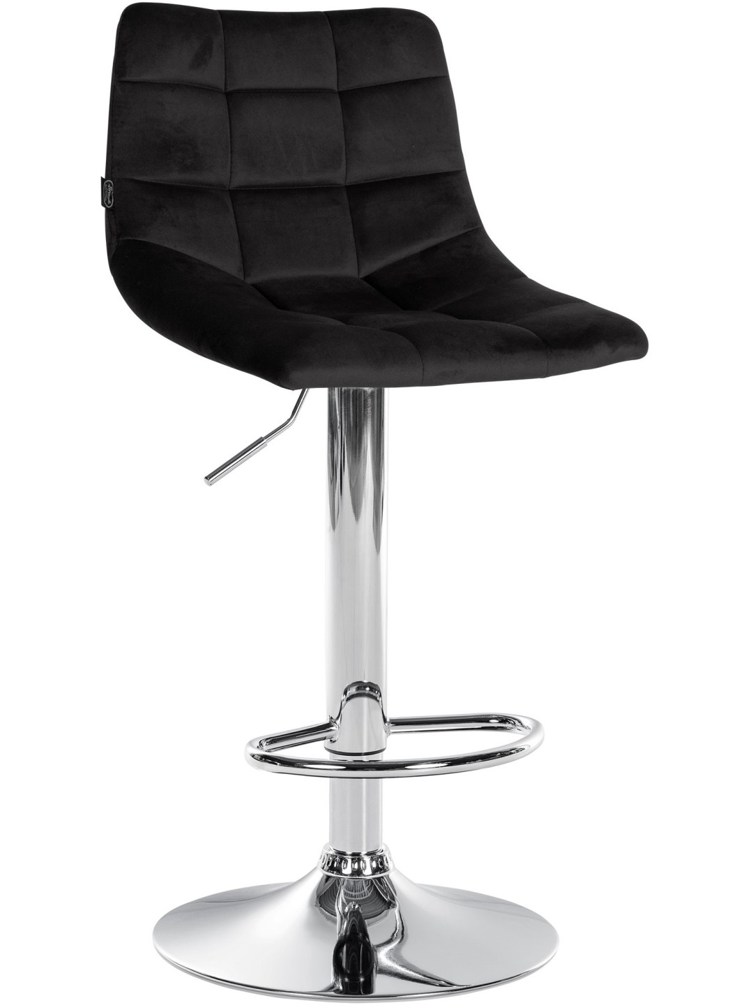 Tabouret de Bar Jerry Velours Chrome, noir