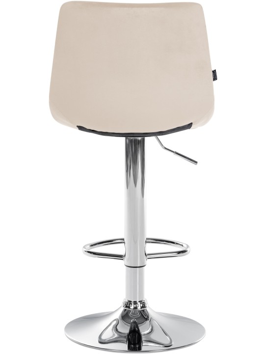 Tabouret de Bar Jerry Velours Chrome, crème