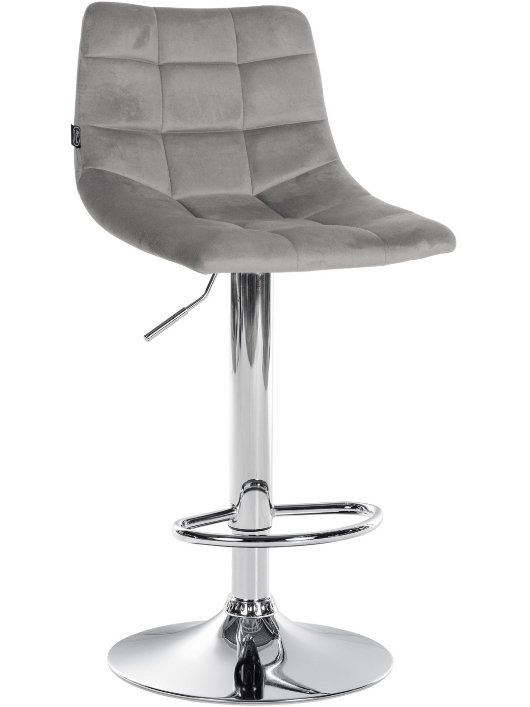 Tabouret de Bar Jerry Velours Chrome, gris