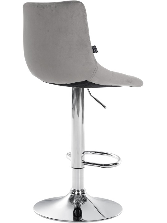 Tabouret de Bar Jerry Velours Chrome, gris
