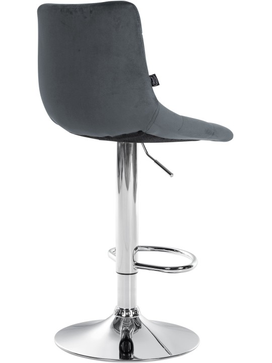 Tabouret de Bar Jerry Velours Chrome, gris foncé