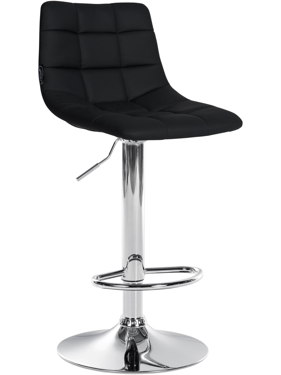 Tabouret de bar Jerry simili cuir chromé, noir