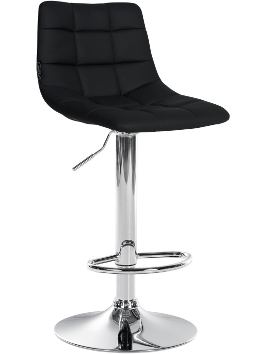 Tabouret de bar Jerry simili cuir chromé, noir