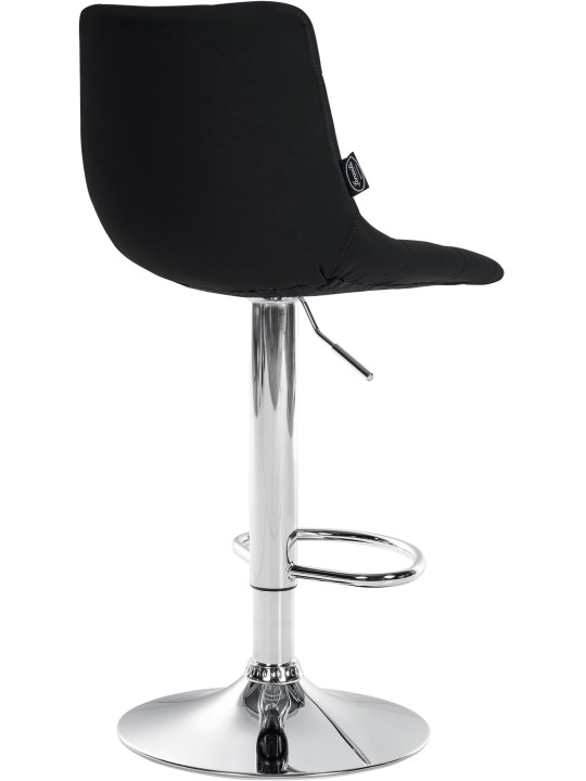 Tabouret de bar Jerry simili cuir chromé, noir