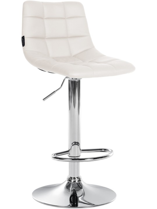 Tabouret de bar Jerry simili cuir chromé, blanc Tabouret de bar Jerry simili cuir chromé, blanc