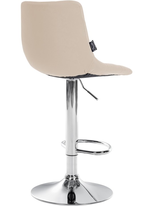 Tabouret de bar Jerry simili cuir chromé, crème