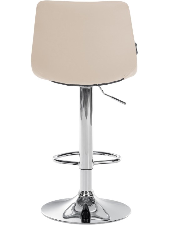 Tabouret de bar Jerry simili cuir chromé, crème