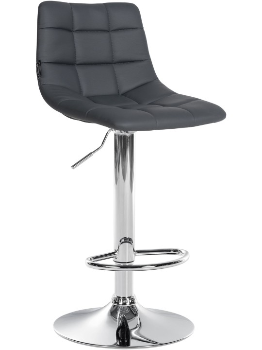 Tabouret de bar Jerry simili cuir chromé, gris