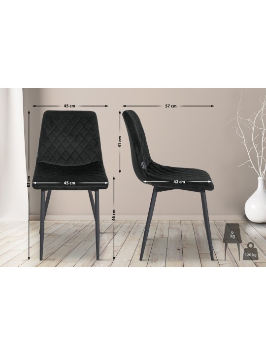 Chaise Telde velours, noir Chaise Telde velours, noir