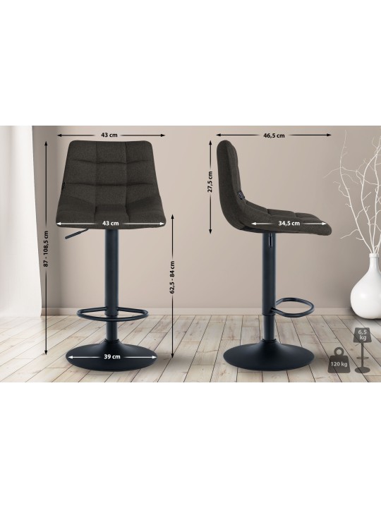 Tabouret de bar Jerry tissu, gris foncé