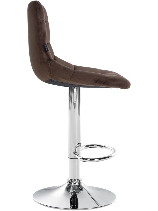 Tabouret de Bar Jerry Velours Chrome, brun