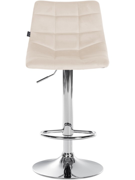 Tabouret de Bar Jerry Velours Chrome, crème