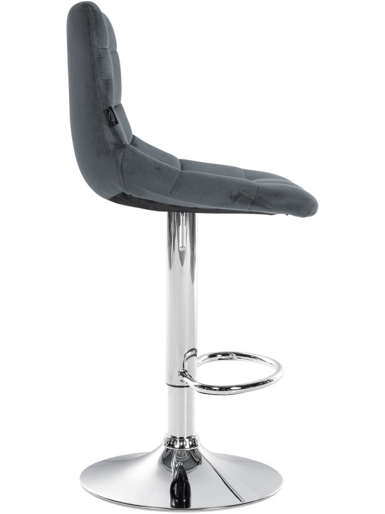 Tabouret de Bar Jerry Velours Chrome, gris foncé