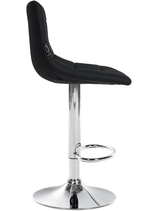 Tabouret de bar Jerry simili cuir chromé, noir