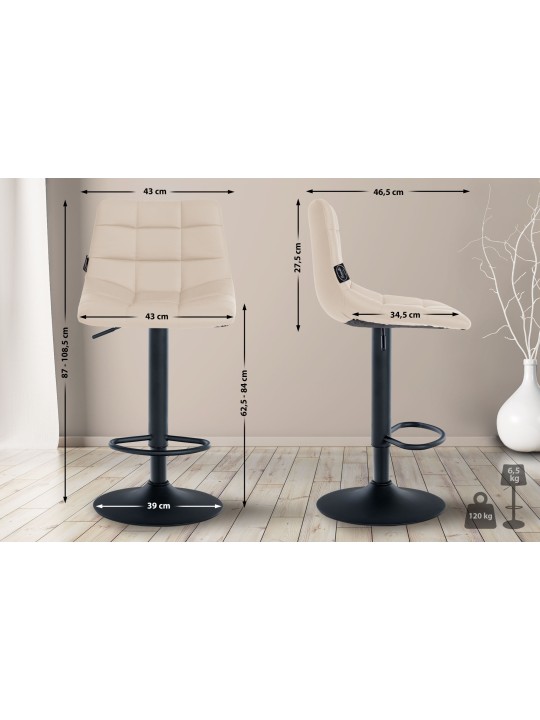 Tabouret de bar Jerry simili cuir, crème