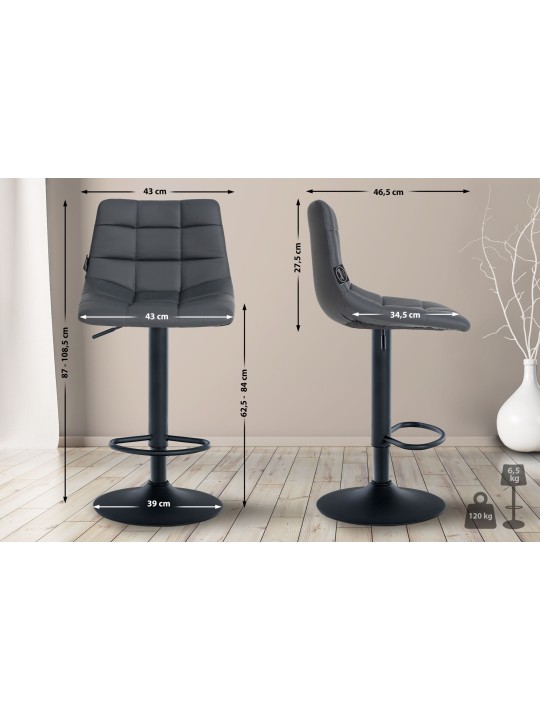 Tabouret de bar Jerry simili cuir, gris