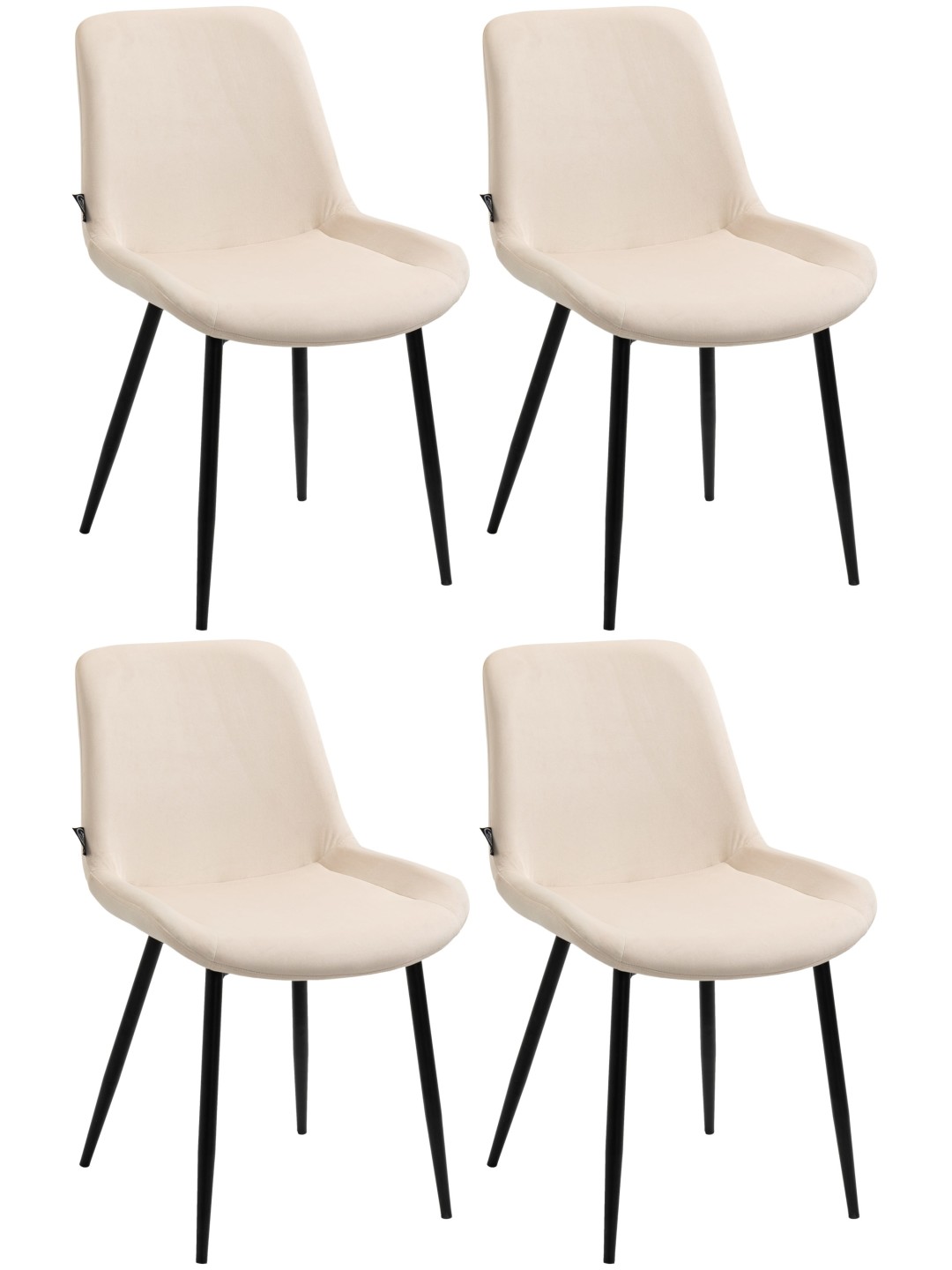 Lot de 4 chaises de salle à manger Victoria velours, crème
