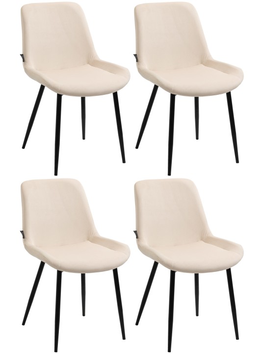 Lot de 4 chaises de salle à manger Victoria velours, crème Lot de 4 chaises de salle à manger Victoria velours, crème