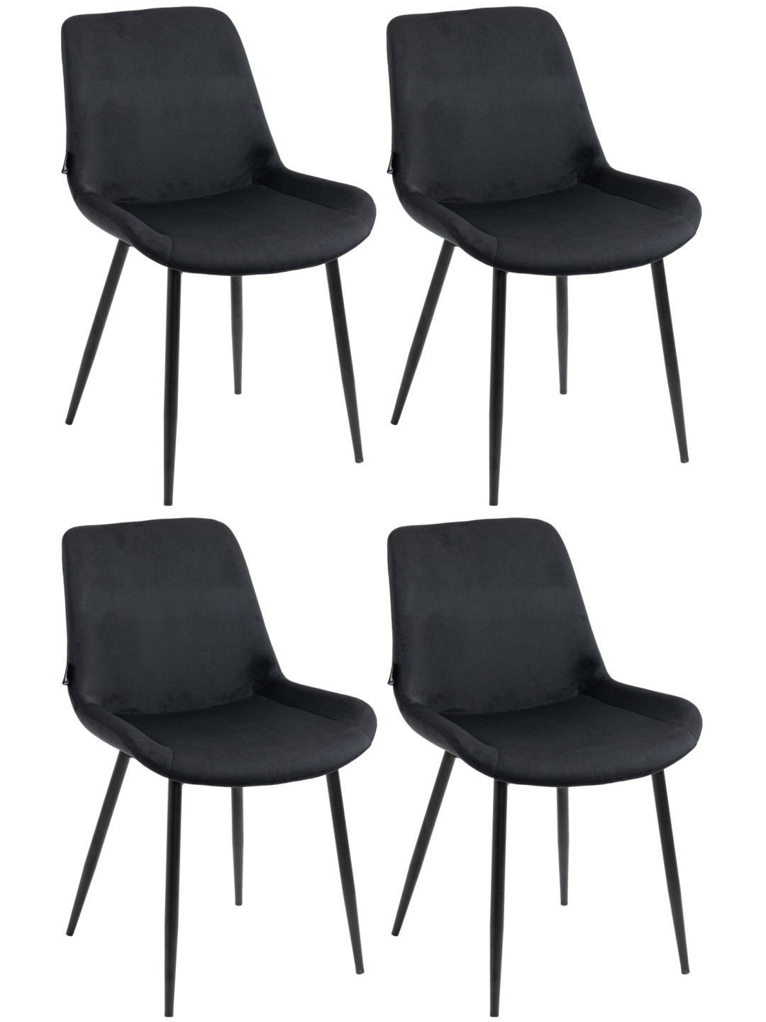Lot de 4 chaises de salle à manger Victoria velours, noir