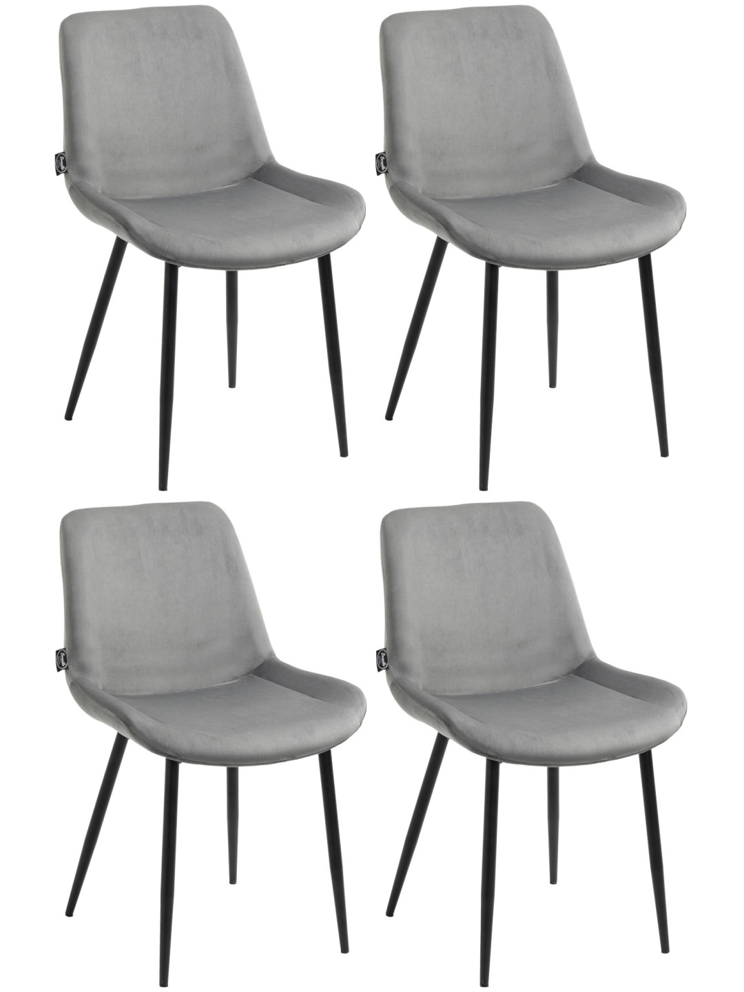 Lot de 4 chaises de salle à manger Victoria velours, gris