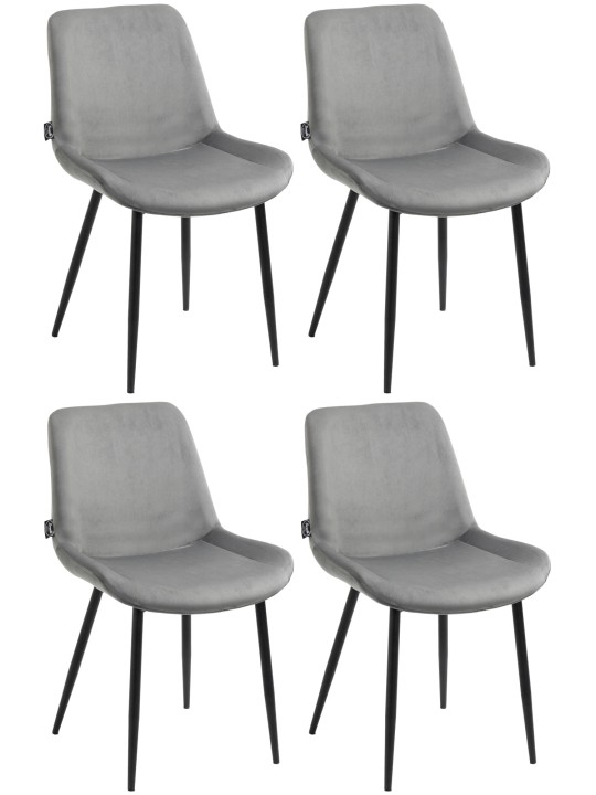 Lot de 4 chaises de salle à manger Victoria velours, gris