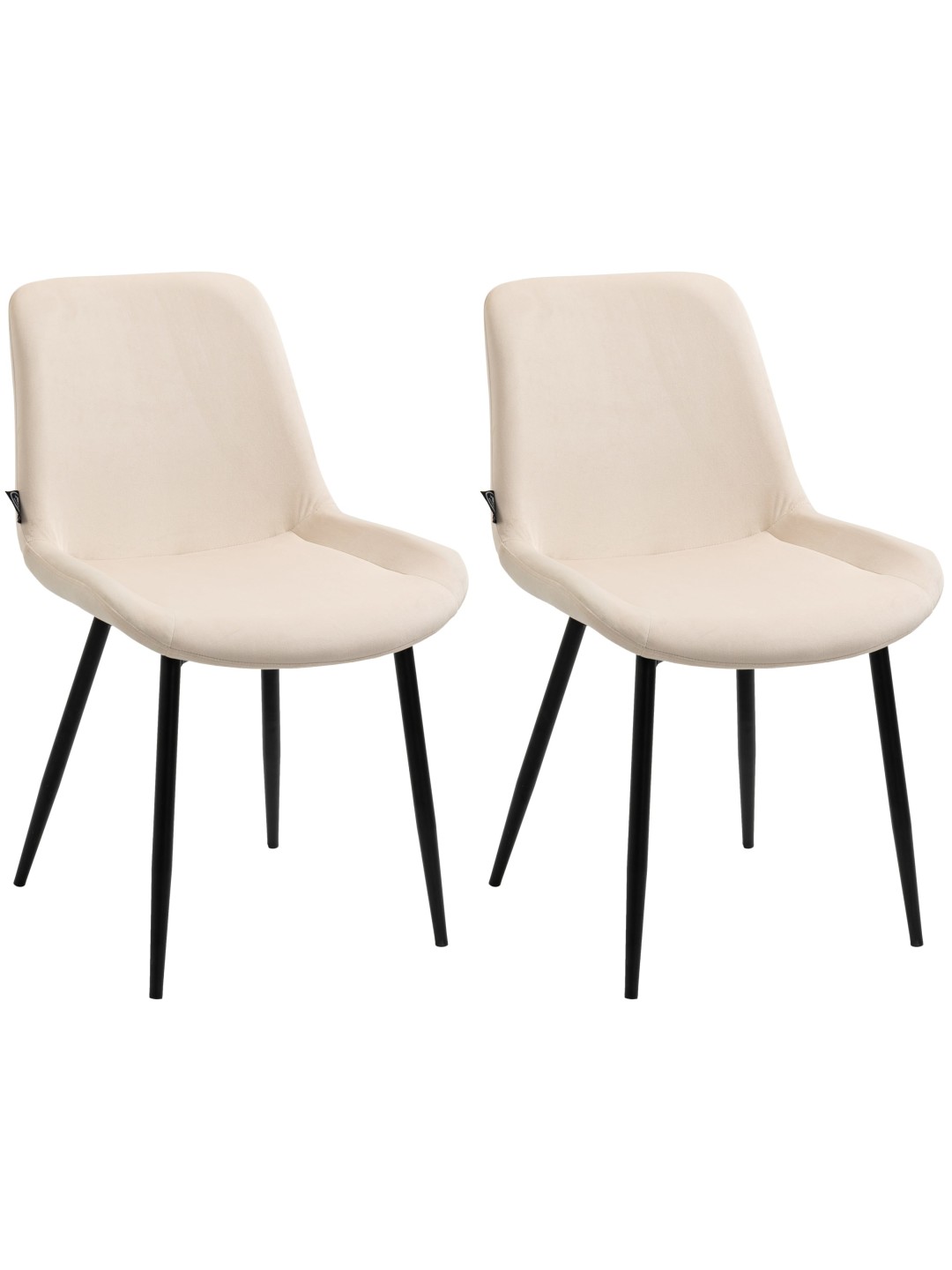 Lot de 2 chaises de salle à manger Victoria velours, crème