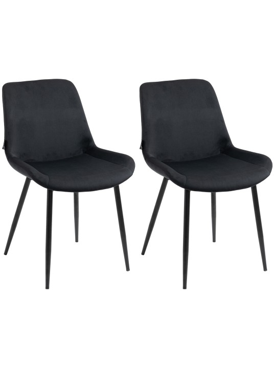 Lot de 2 chaises de salle à manger Victoria velours, noir Lot de 2 chaises de salle à manger Victoria velours, noir