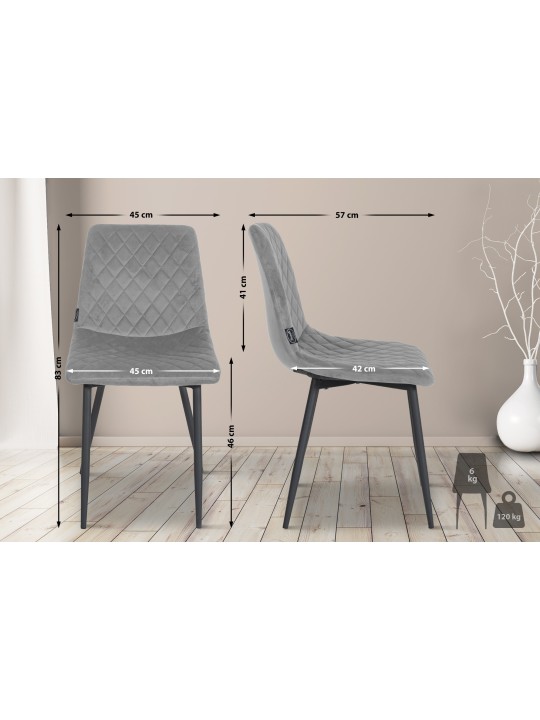 Chaise Telde velours, gris