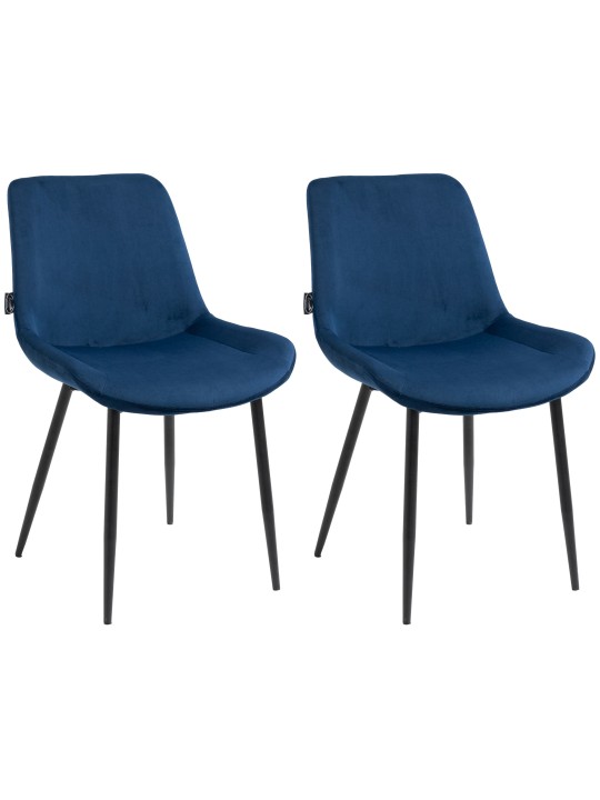 Lot de 2 chaises de salle à manger Victoria velours, bleu Lot de 2 chaises de salle à manger Victoria velours, bleu