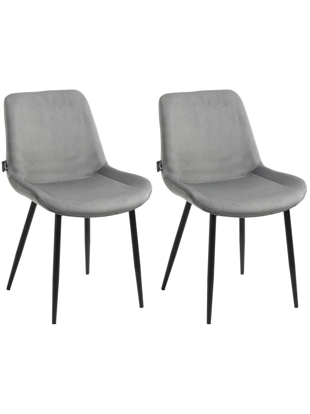 Lot de 2 chaises de salle à manger Victoria velours, gris