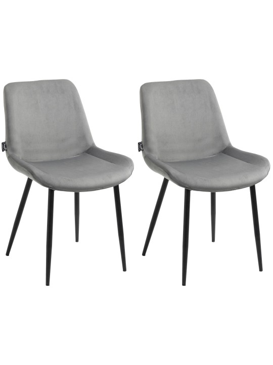Lot de 2 chaises de salle à manger Victoria velours, gris Lot de 2 chaises de salle à manger Victoria velours, gris