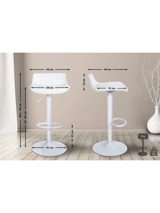 Tabouret de bar Aveiro simili cuir, blanc