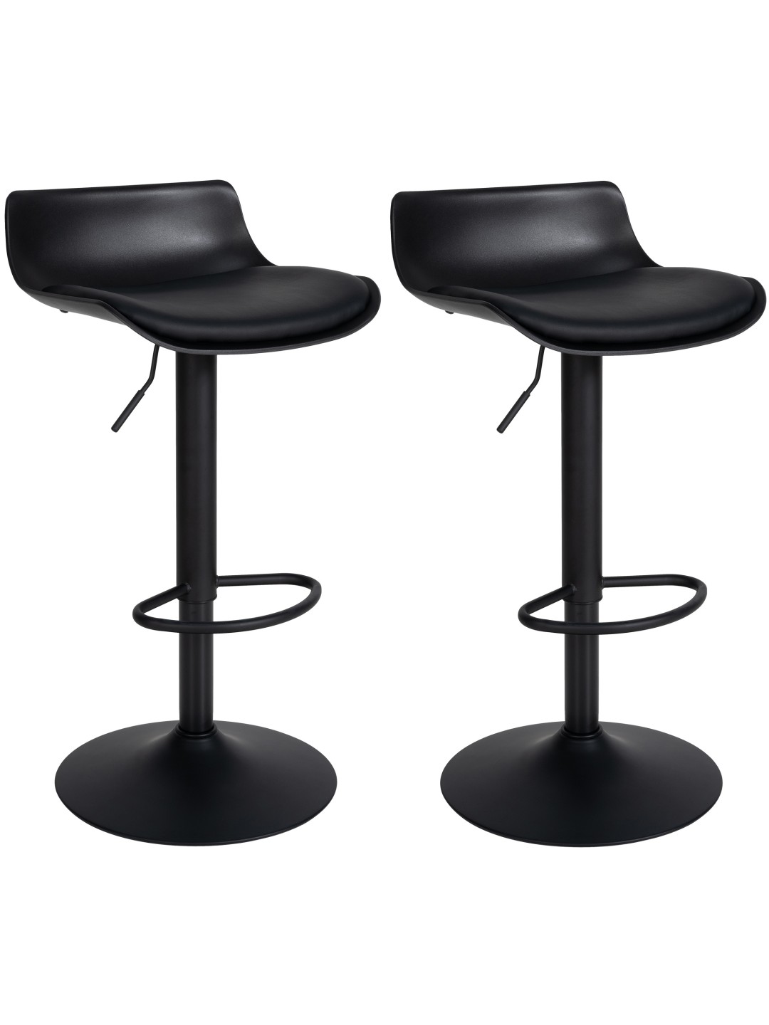 Lot de 2 tabourets de bar Aveiro simili cuir, noir