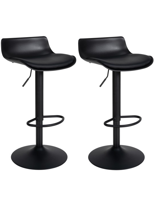 Lot de 2 tabourets de bar Aveiro simili cuir, noir Lot de 2 tabourets de bar Aveiro simili cuir, noir
