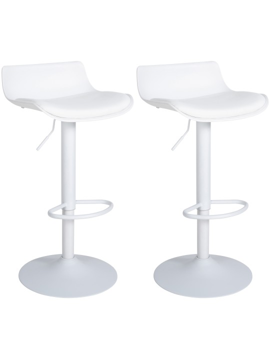 Lot de 2 tabourets de bar Aveiro simili cuir, blanc