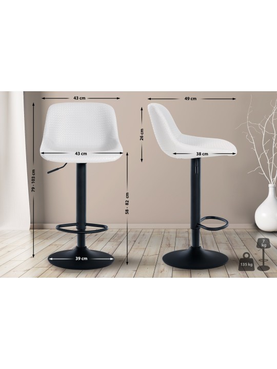 Tabouret de bar Loft simili cuir, blanc